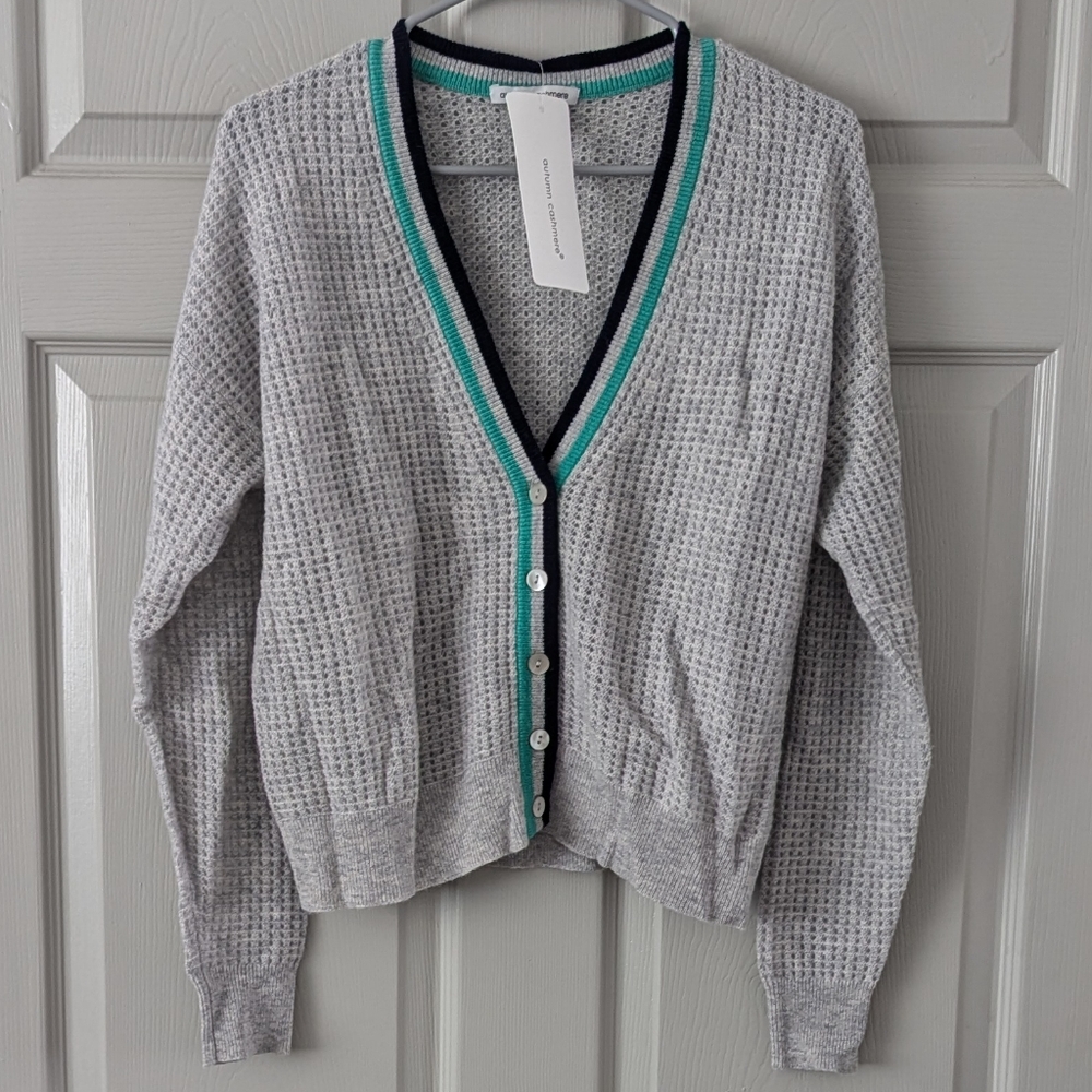 Autumn Cashmere Mesh Cardigan - Varsity Striped- S